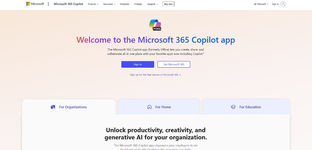 Microsoft 365's website.