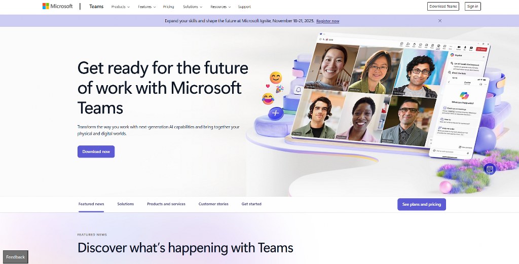 Microsoft Teams website.
