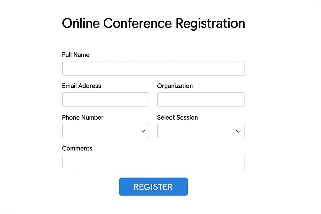 Online registration form for a conference.