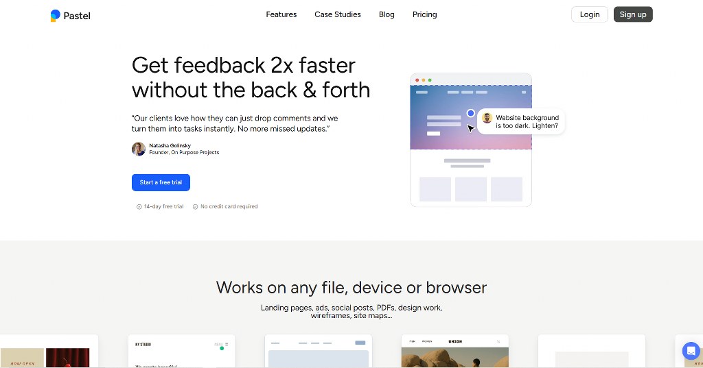 Pastel homepage.