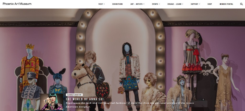 Phoenix Art Museum's website homepage.