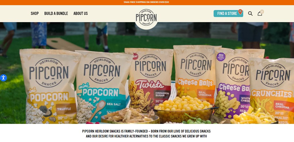 Pipsnacks website homepage.