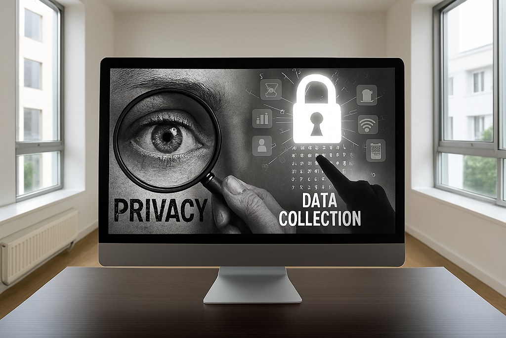 Privacy and data collection concept on a computer monitor.