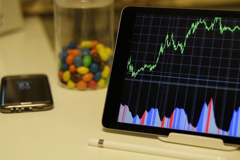 Rising graph on tablet.