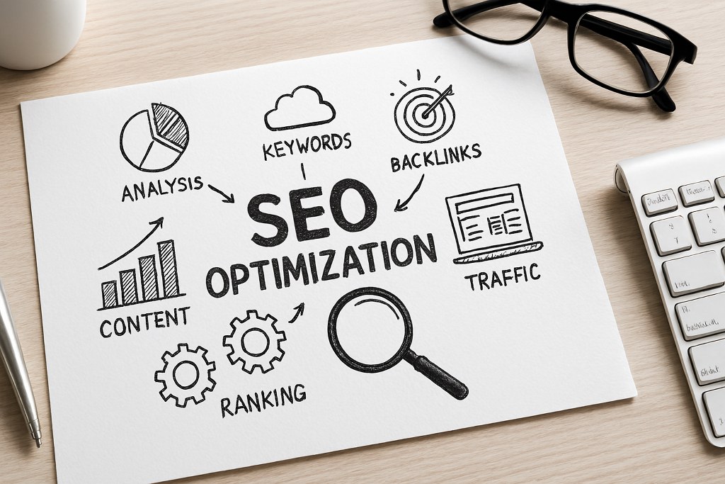 SEO concept on a piece of paper.