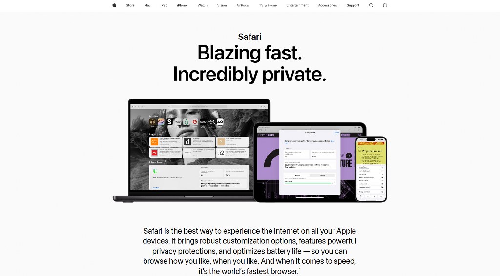 Safari's homepage.