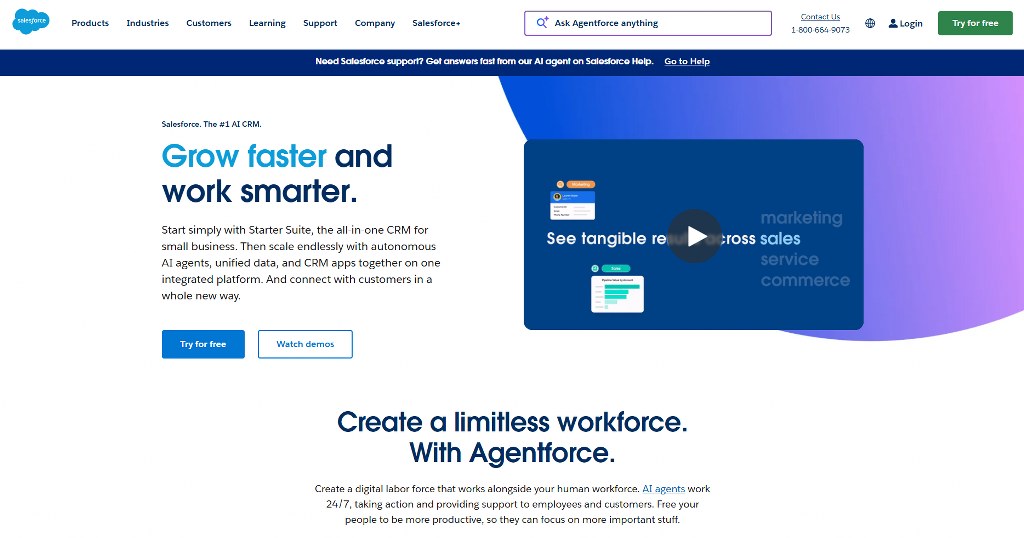 Salesforce's website homepage.
