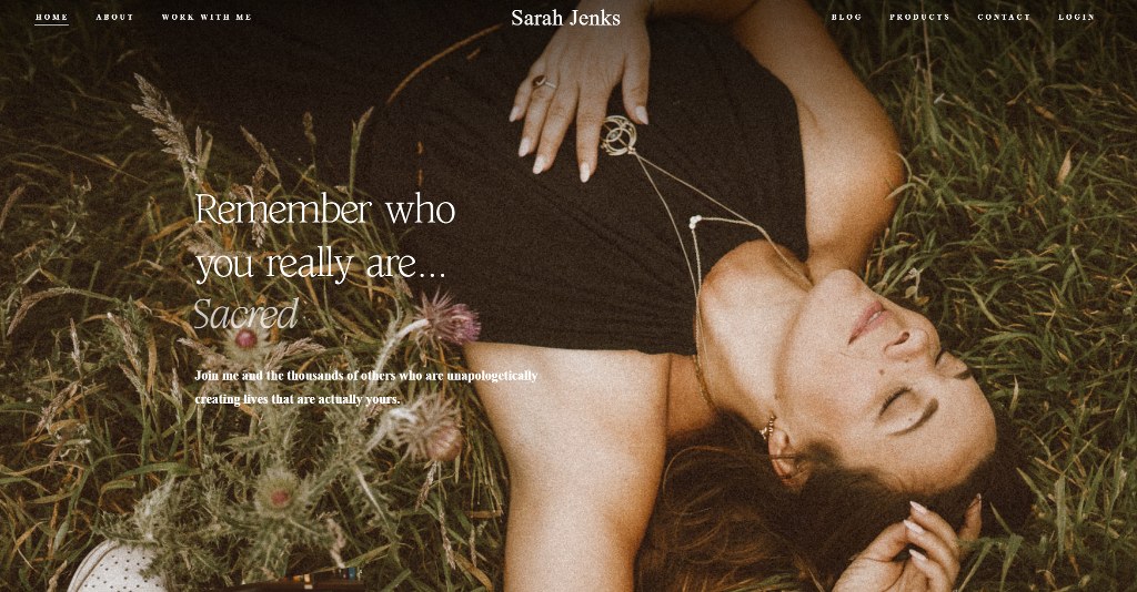 Sarah Jenks' website homepage.