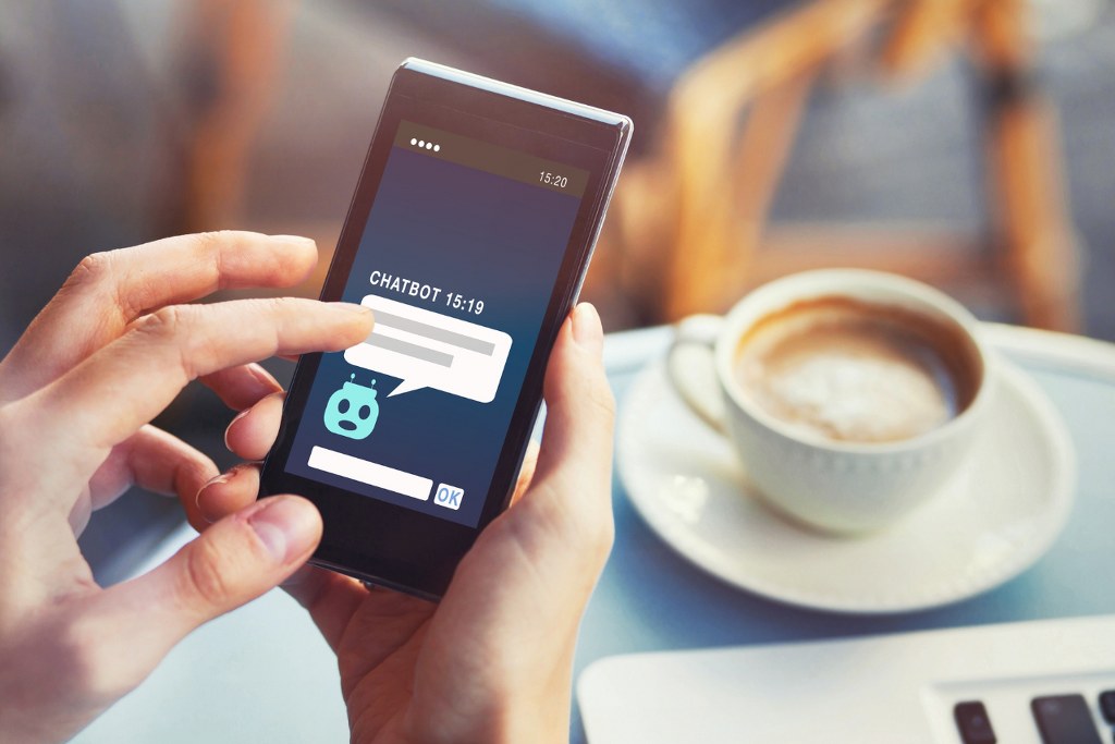Smartphone screen showcasing conversation between a customer and an AI chatbot.