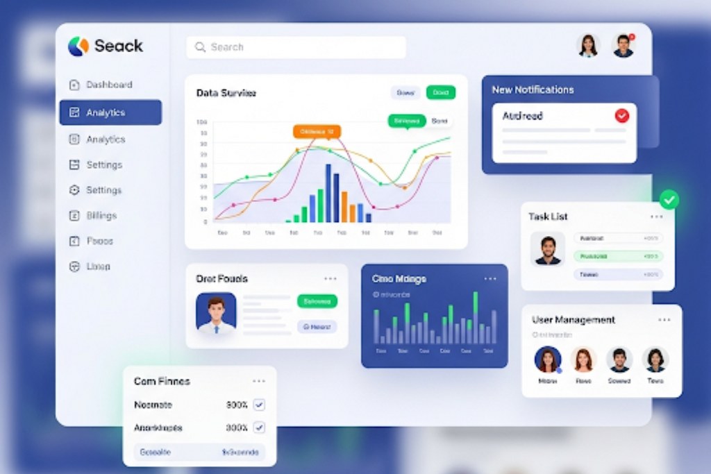Software as a service tool sample dashboard.