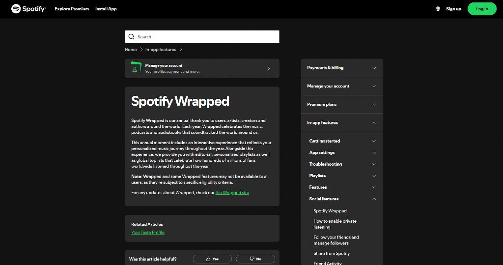 Spotify wrapped webpage.