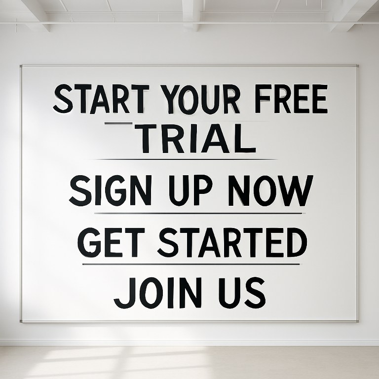 Startup Calls to Action on a whiteboard.