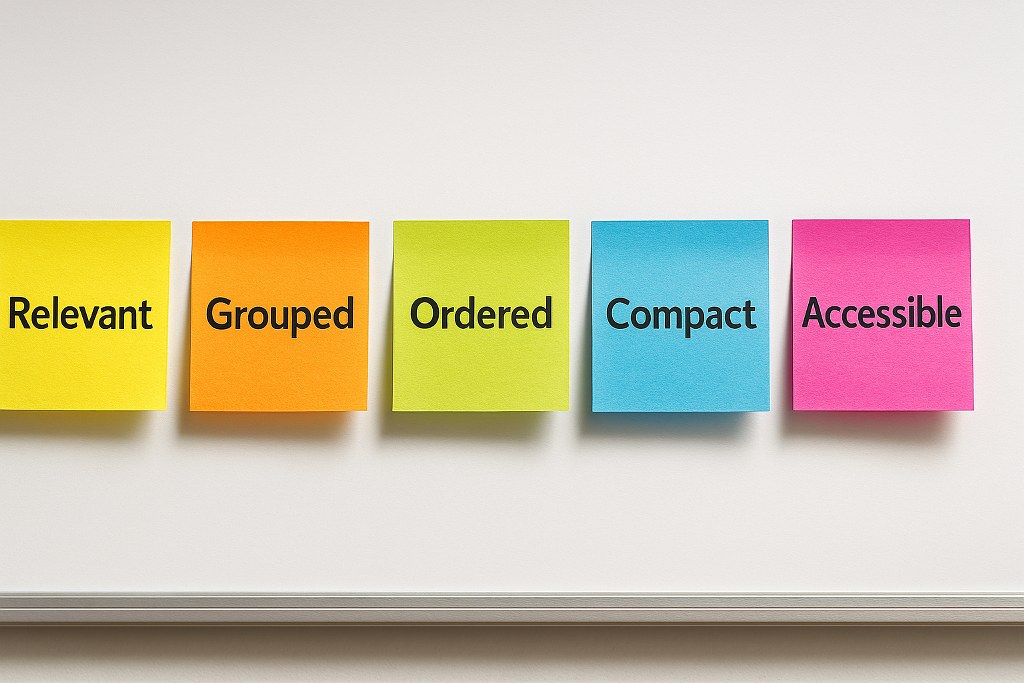 Sticky notes showing dropdown menu best practices.