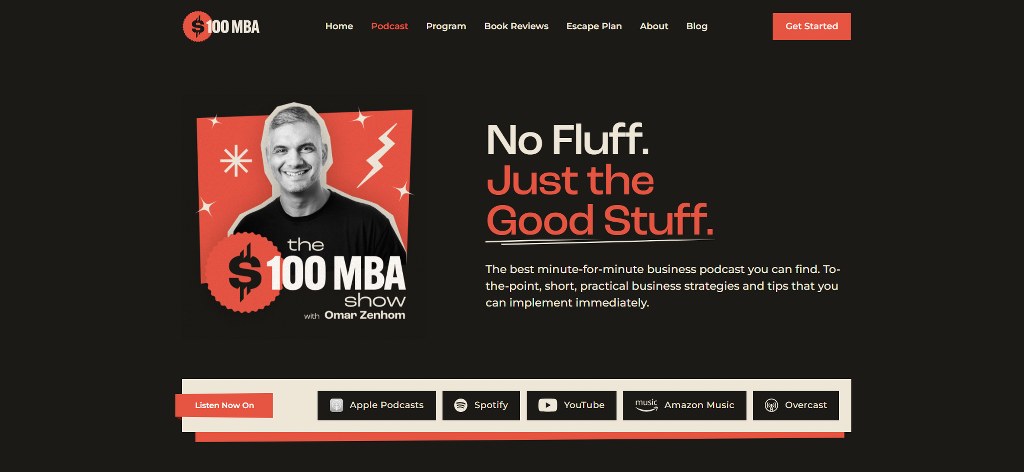 The $100 MBA Show website.