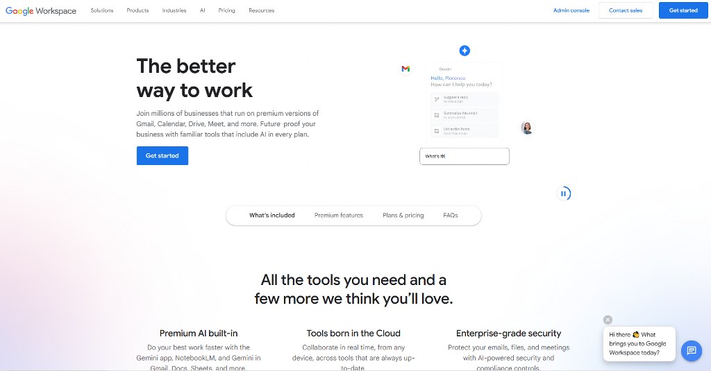 The Google workspace homepage.