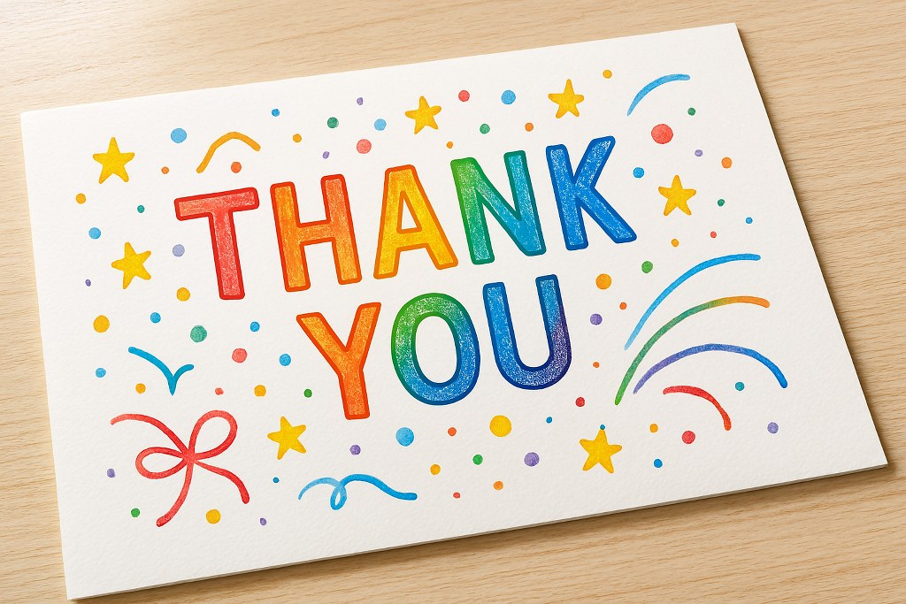The Text Thank you on a piece of paper