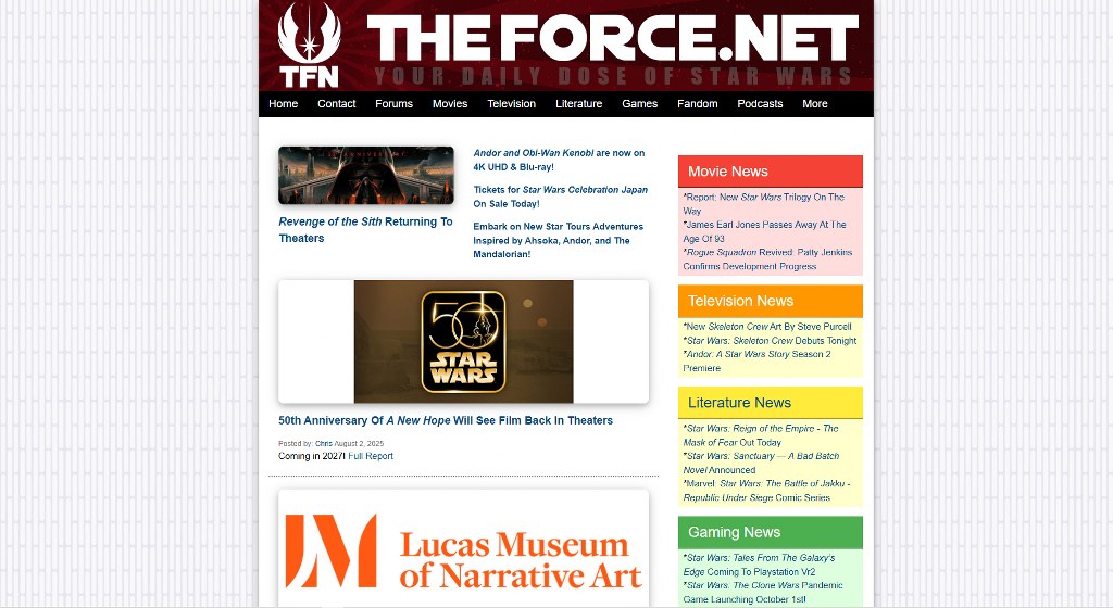 TheForce.net homepage.