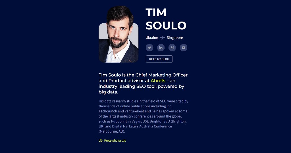 Tim Soulo's website.