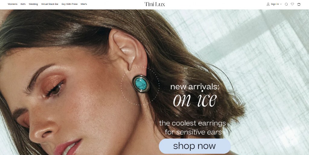 Tini Lux homepage.