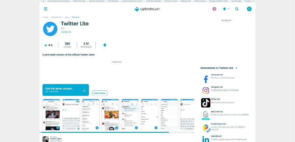 Twitter Lite's website.