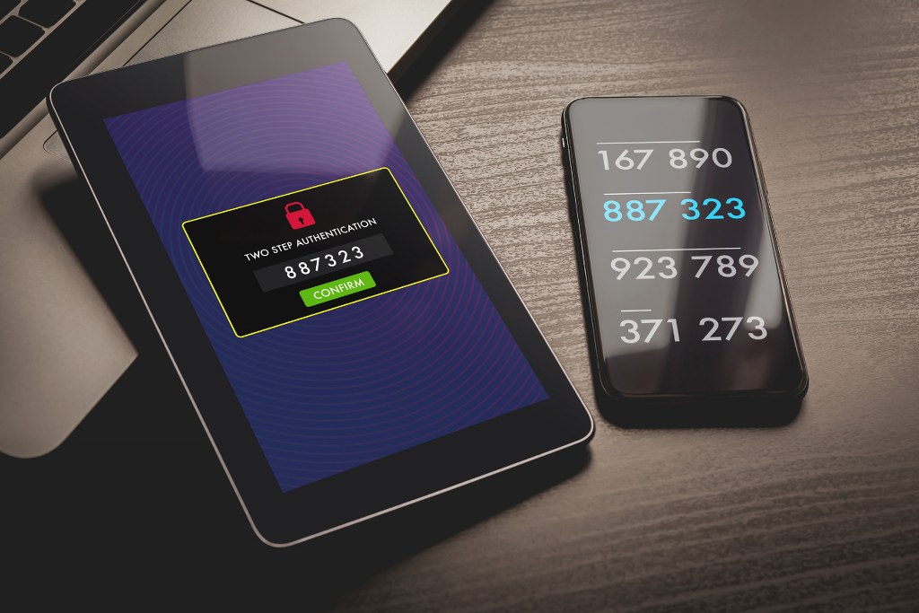 Two step authentication, 2-step Verification SMS code password concept.