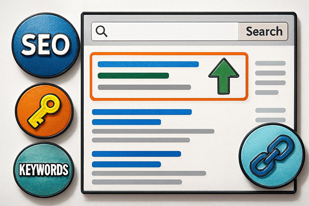 Web search engine rankings illustration.