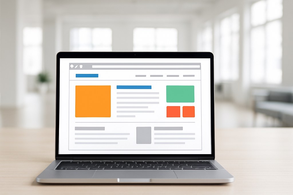 Website wireframes on a laptop.