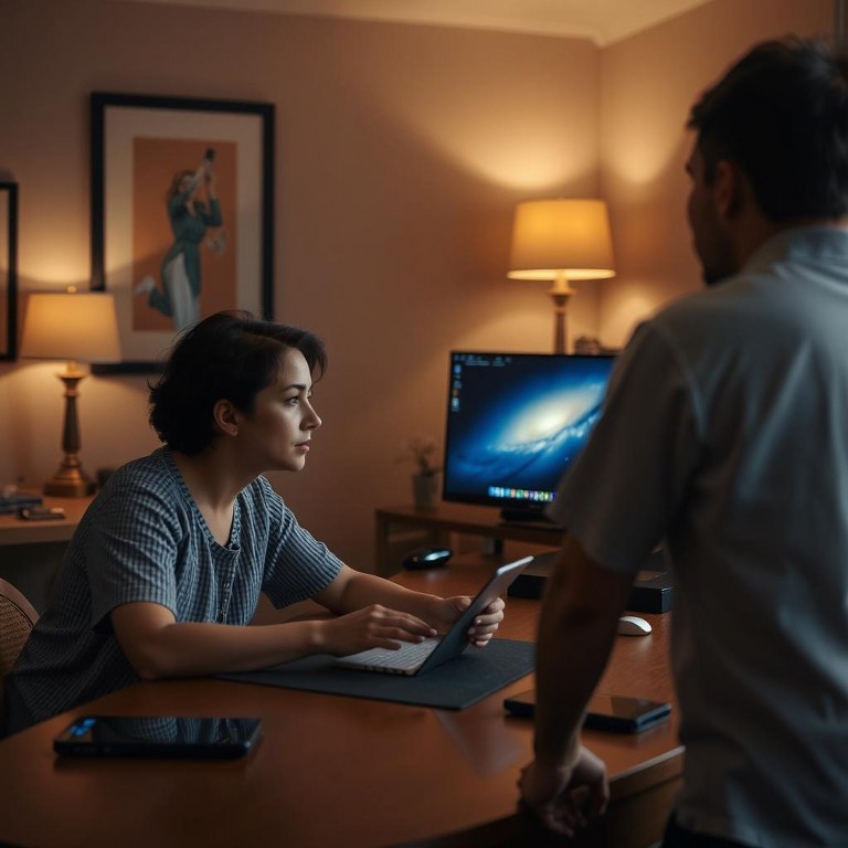 Woman concerned people of their privacy.