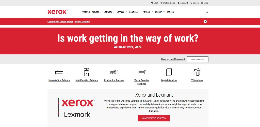 Xerox's homepage.