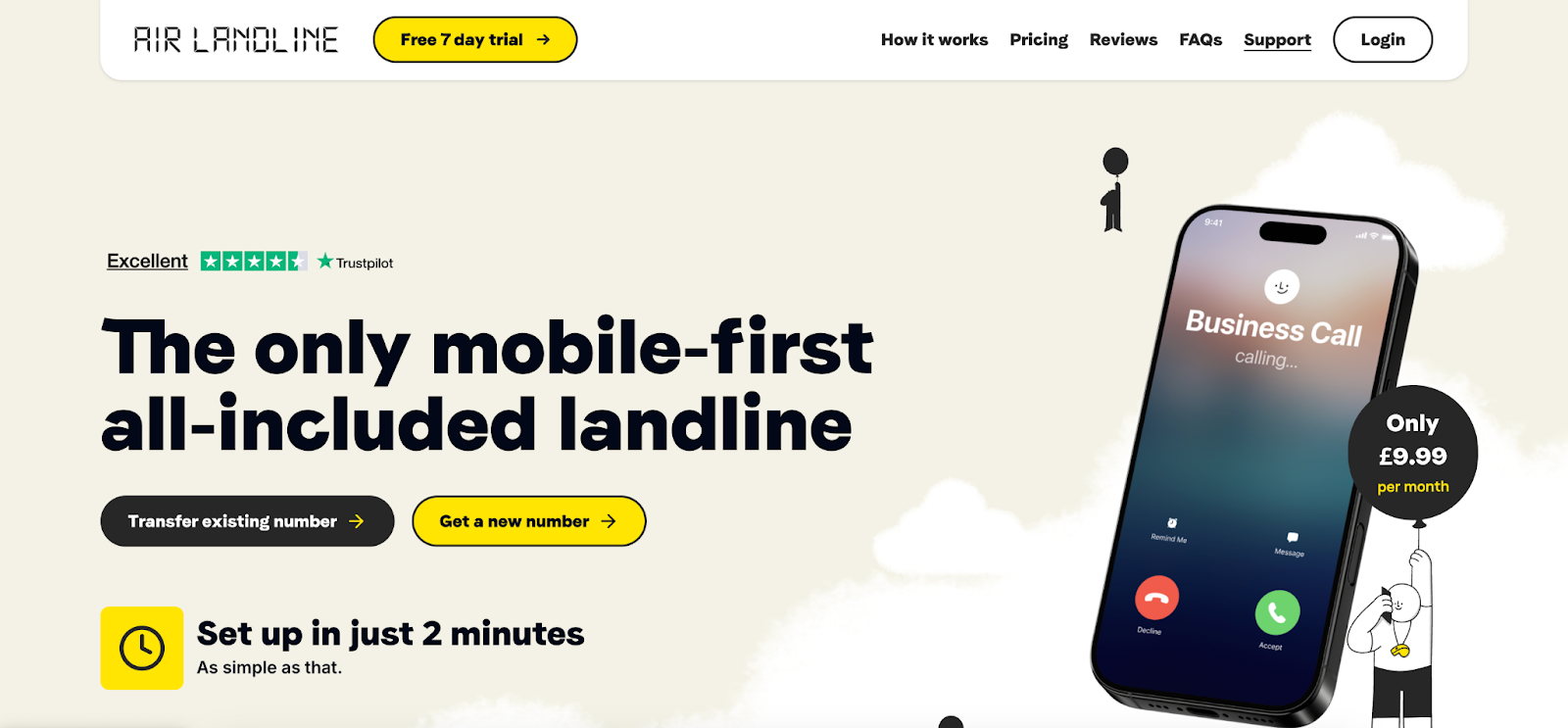 Air Landline homepage screenshot