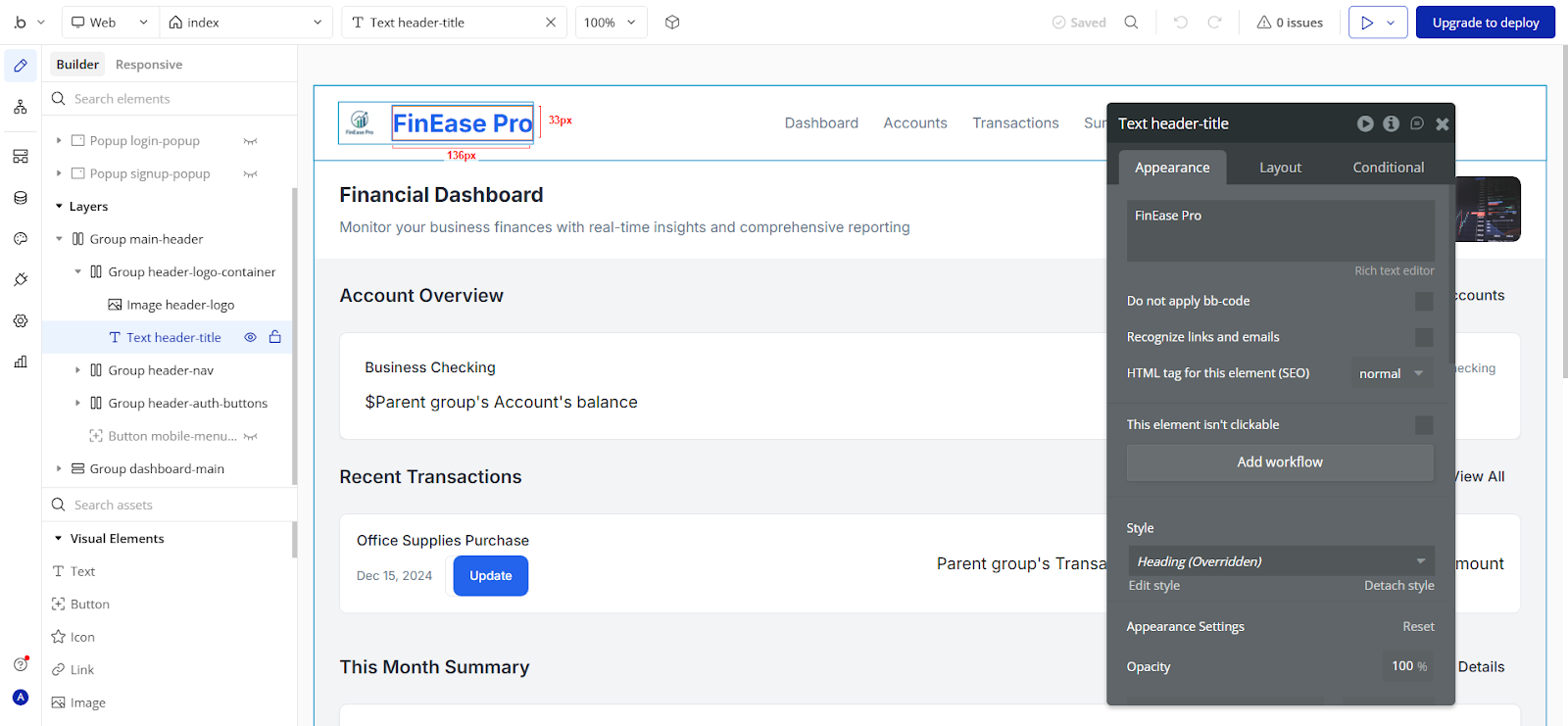 Bubble responsive engine and Property Editor