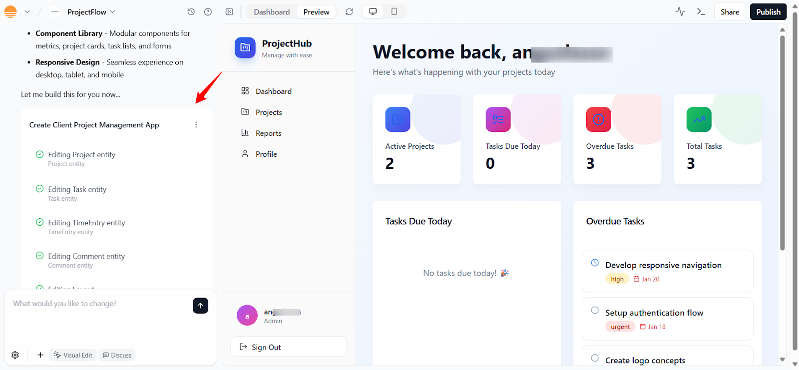 Base44 plan and build steps for ProjectFlow