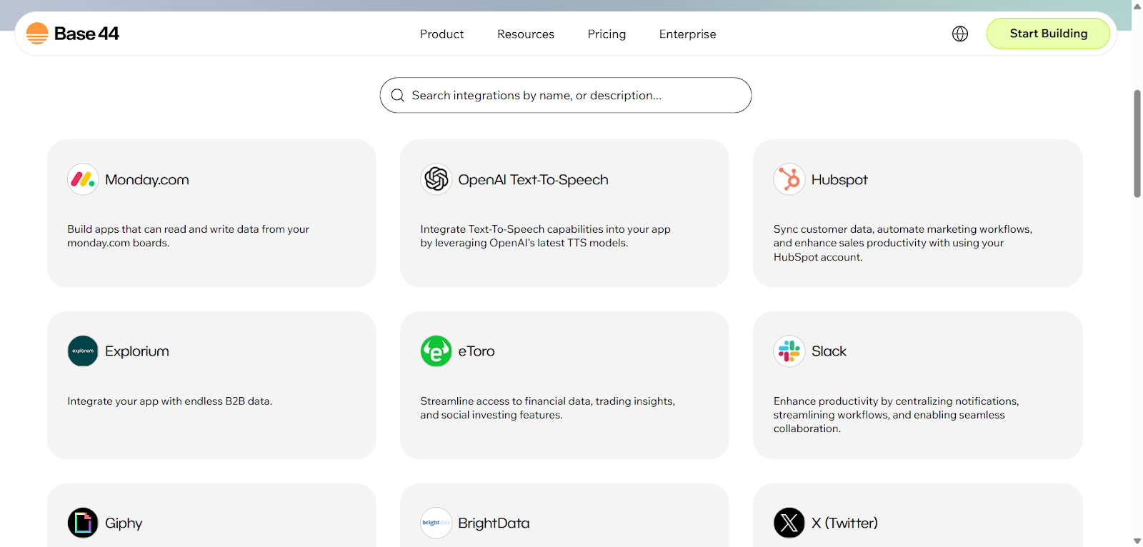 Base44 integrations catalog