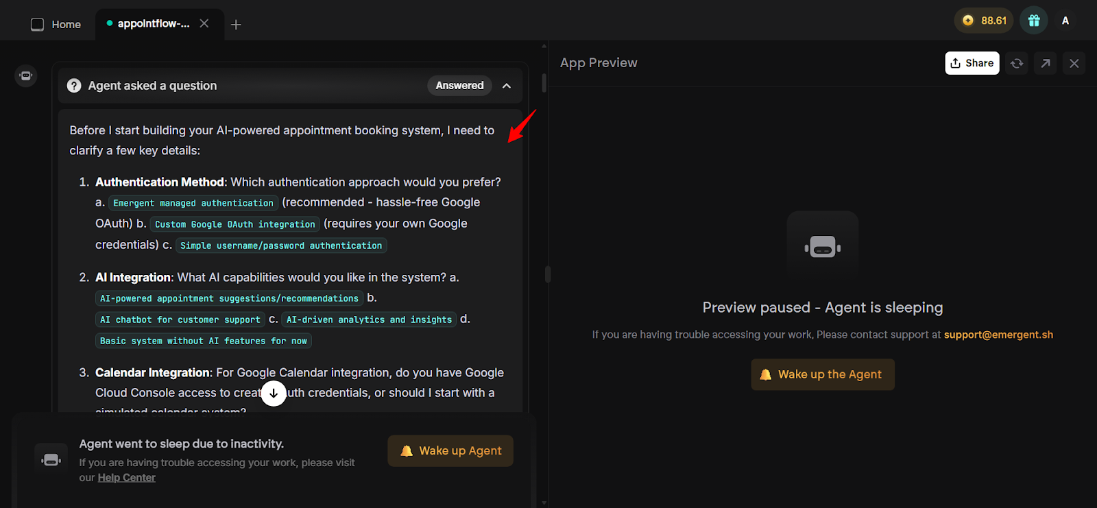Emergent clarifying questions