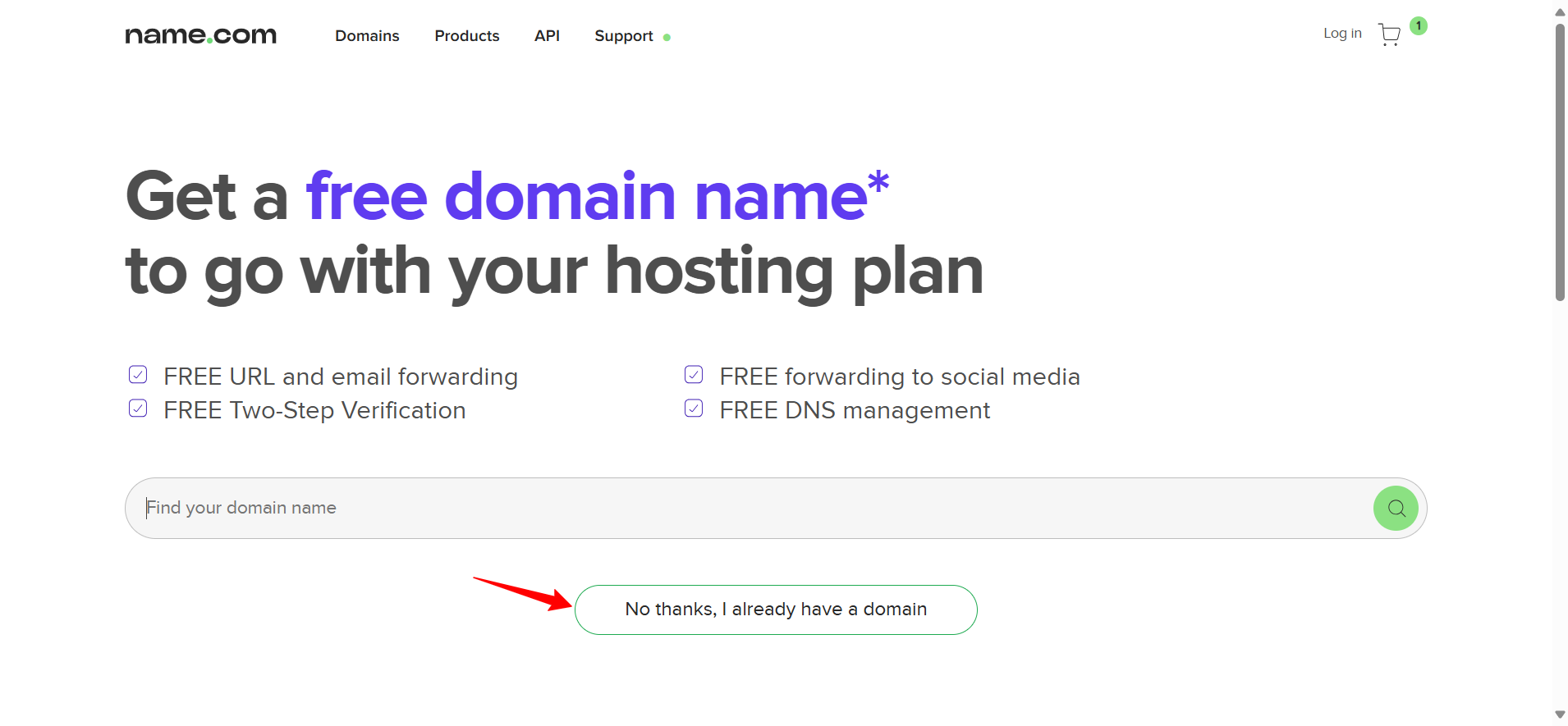 domain menu