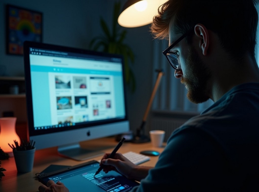 A UI designer carefully positioning a breadcrumb trail at the top of a webpage mockup.
