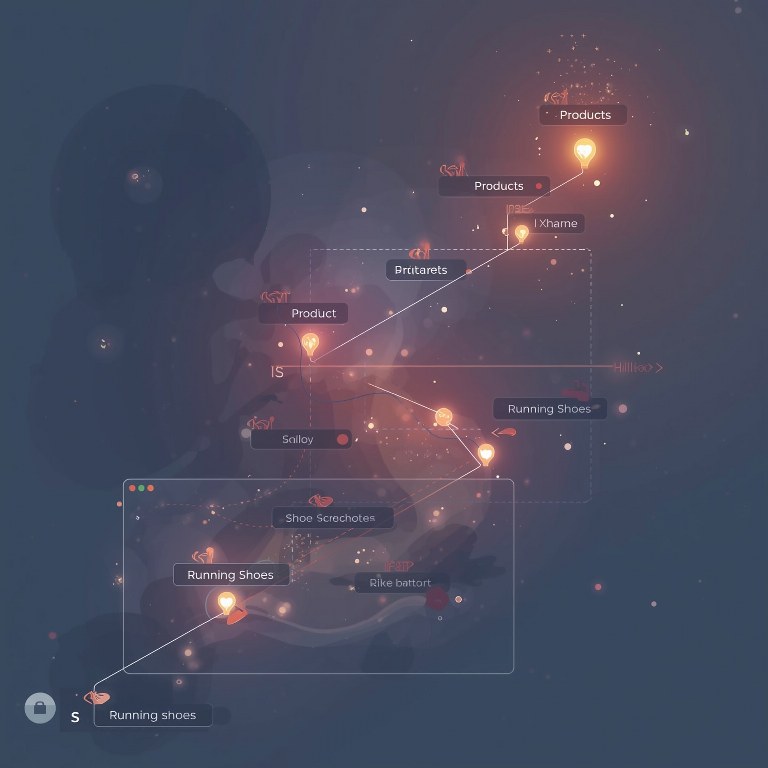 A a user’s navigation path as a connected sequence of labeled nodes or links.