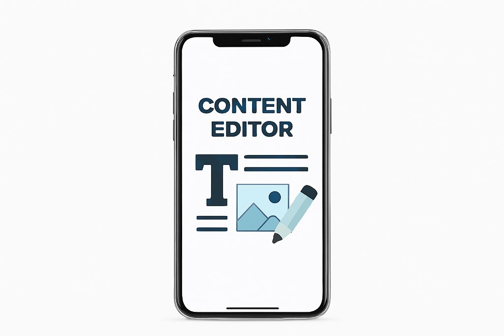 A content editor on a mobile phone.