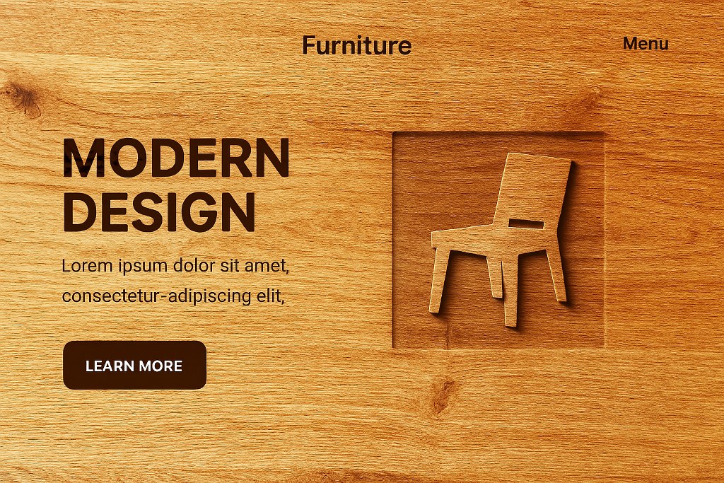 A furniture website with a woody texture.