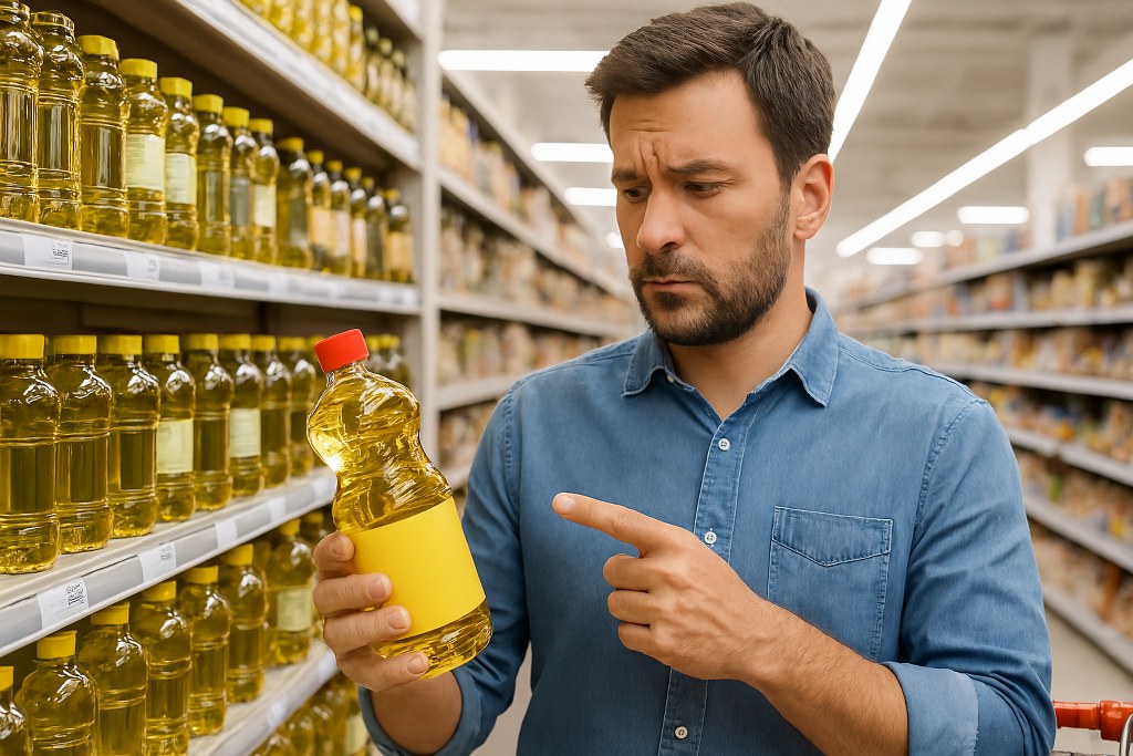 A man about to make a purchase in a supermarket.