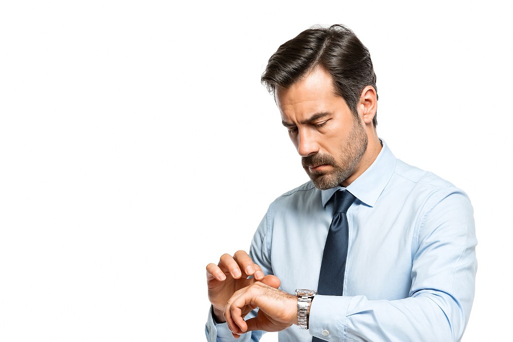 A man looking at his watch.
