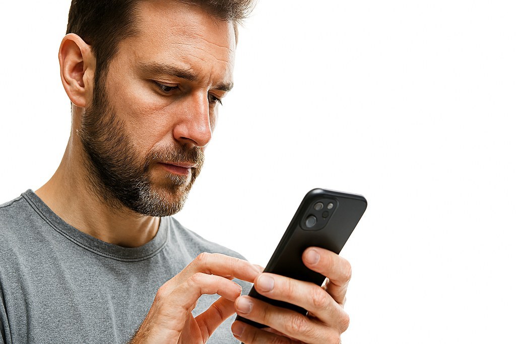A man using his mobile phone.