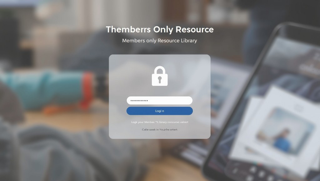 A mockup of a password-protected members-only resource library.