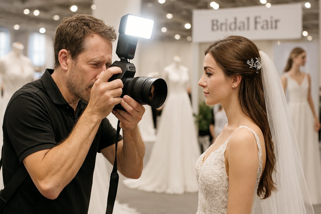 A photographer in a bridal fair.