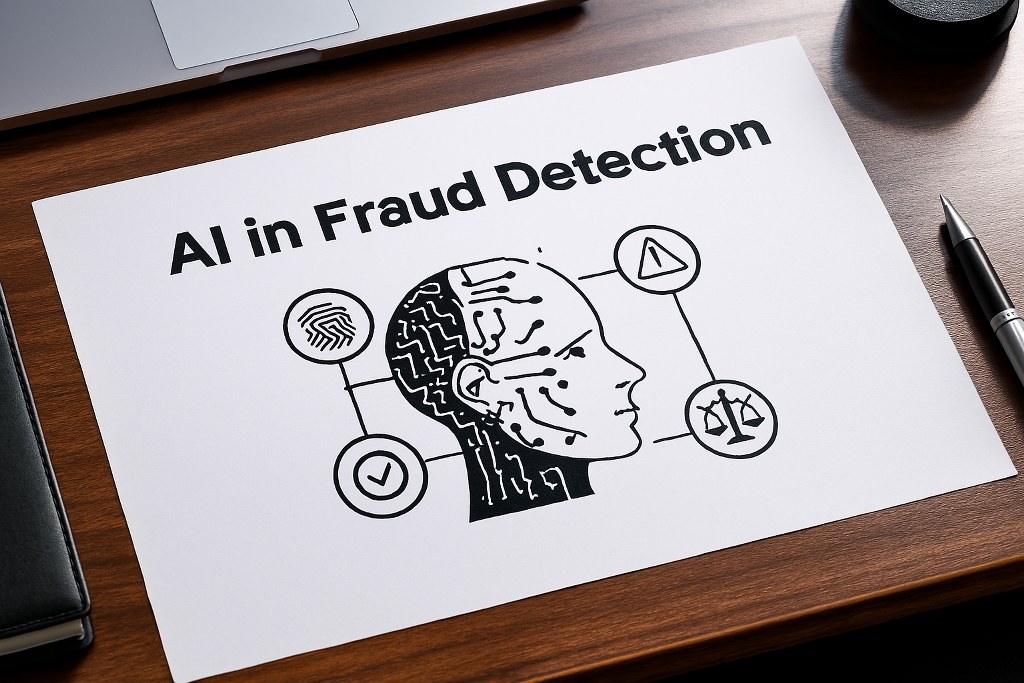 A piece of paper illustrating AI in fraud detection.