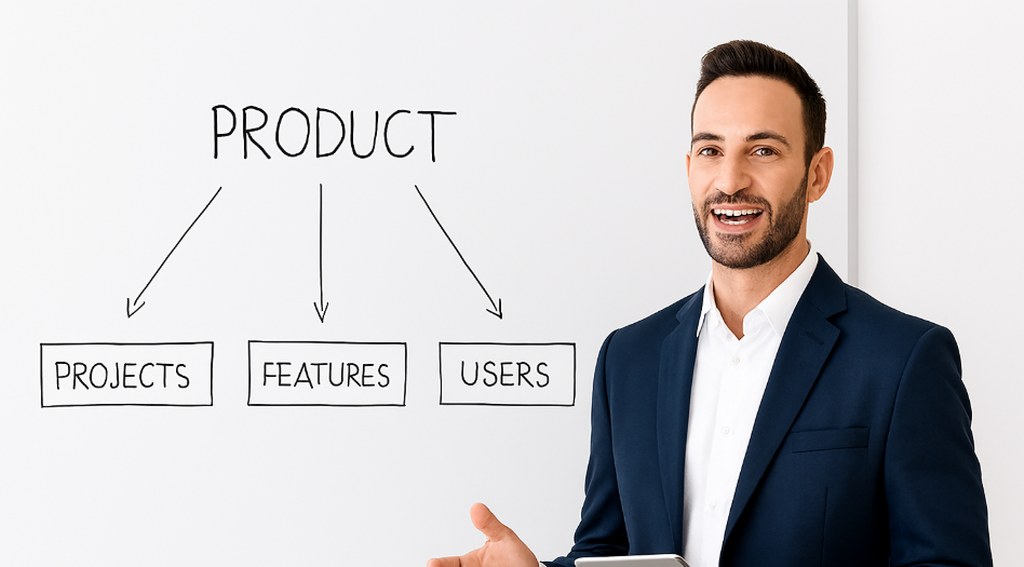 A product manager giving a presentation.