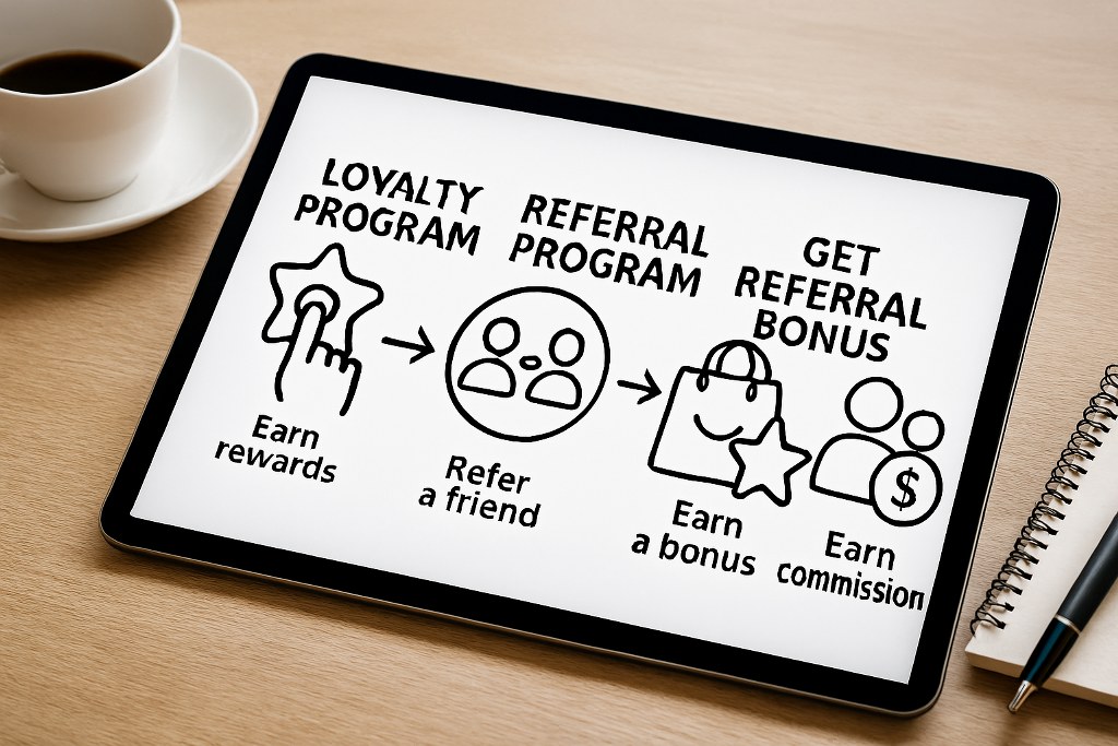 A referral program on a tablet.