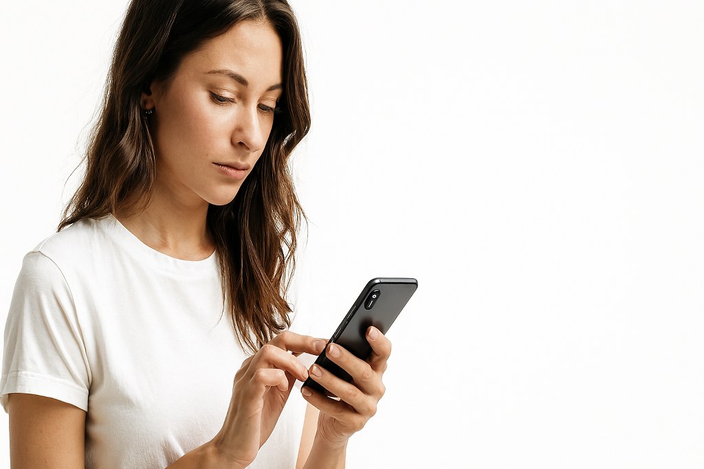 A woman scrolling her phone.