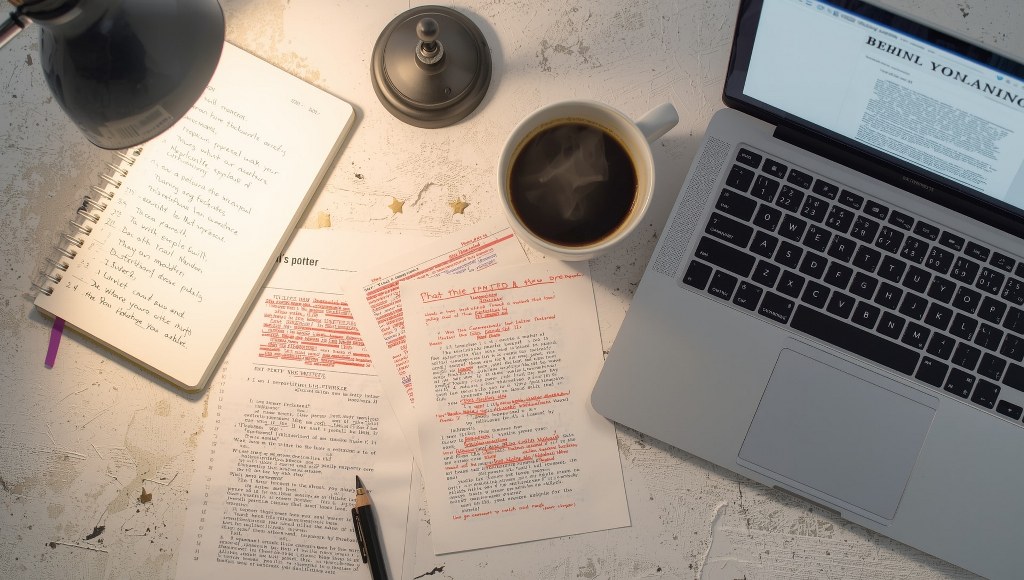 A writer’s desk with simple creative updates scattered around.