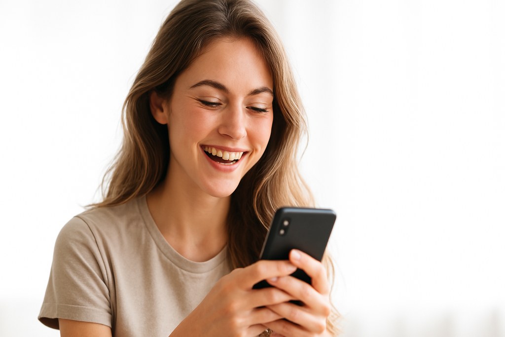 A young lady using her phone.